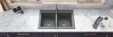 Alternative View of Ruvati epiGranite 33" Dual-Mount Granite Composite Kitchen Sink, 50/50 Double Bowl, Urban Gray, RVG1388GR