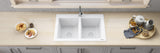 Alternative View of Ruvati epiGranite 33" Dual-Mount Granite Composite Kitchen Sink, 50/50 Double Bowl, Arctic White, RVG1388WH