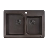 Alternative View of Ruvati epiGranite 33" Dual-Mount Granite Composite Kitchen Sink, 55/45 Double Bowl, Espresso / Coffee Brown, RVG1396ES