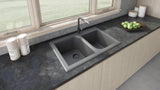 Alternative View of Ruvati epiGranite 33" Dual-Mount Granite Composite Kitchen Sink, 55/45 Double Bowl, Urban Gray, RVG1396GR