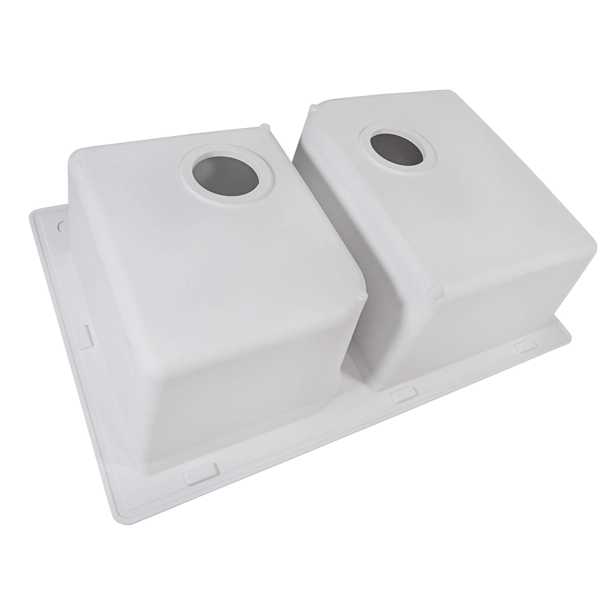 Alternative View of Ruvati epiGranite 33" Dual-Mount Granite Composite Kitchen Sink, 55/45 Double Bowl, Arctic White, RVG1396WH