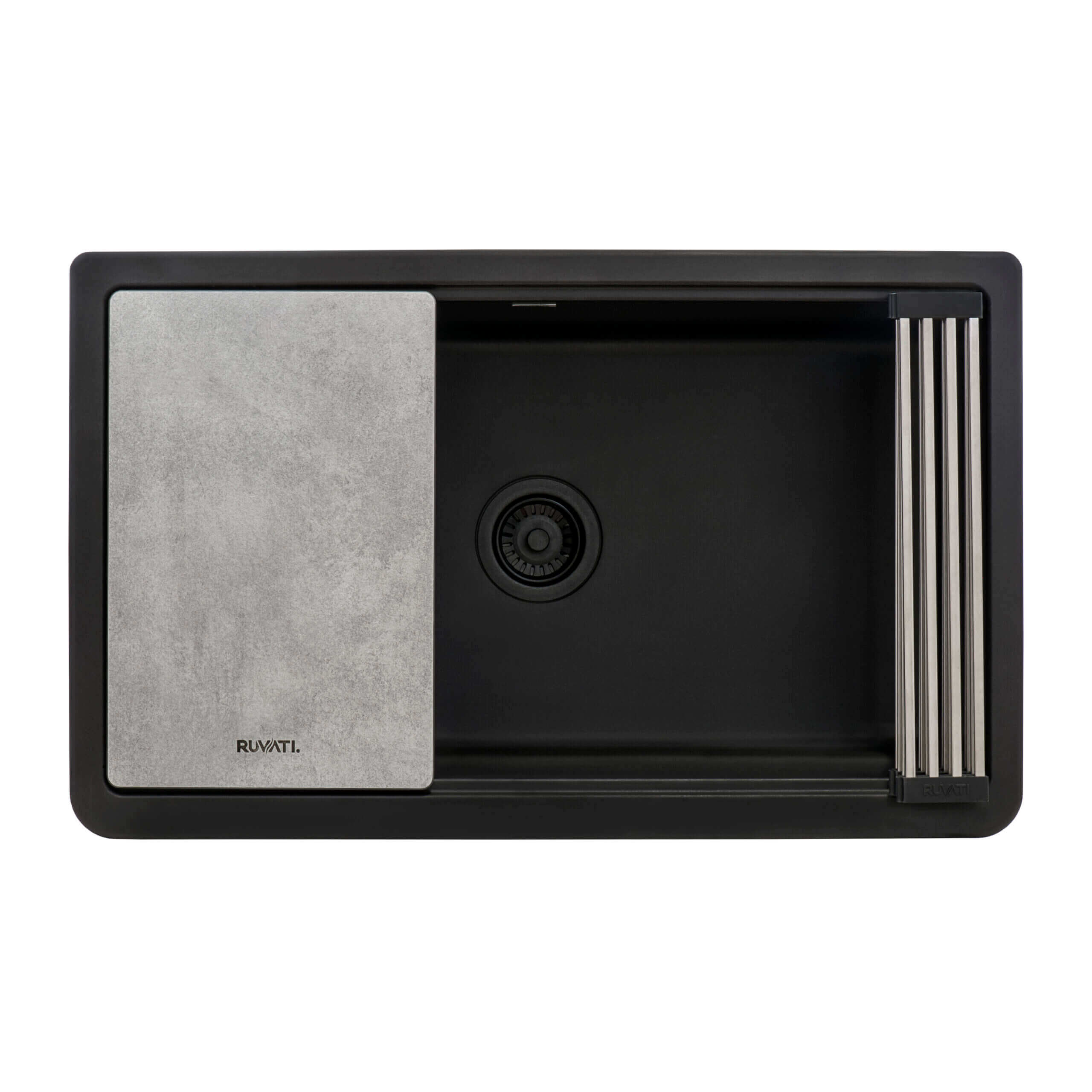 Alternative View of Ruvati epiCast 33" Granite Composite Workstation Apron-front Farmhouse Sink, Midnight Black, RVG1533BK