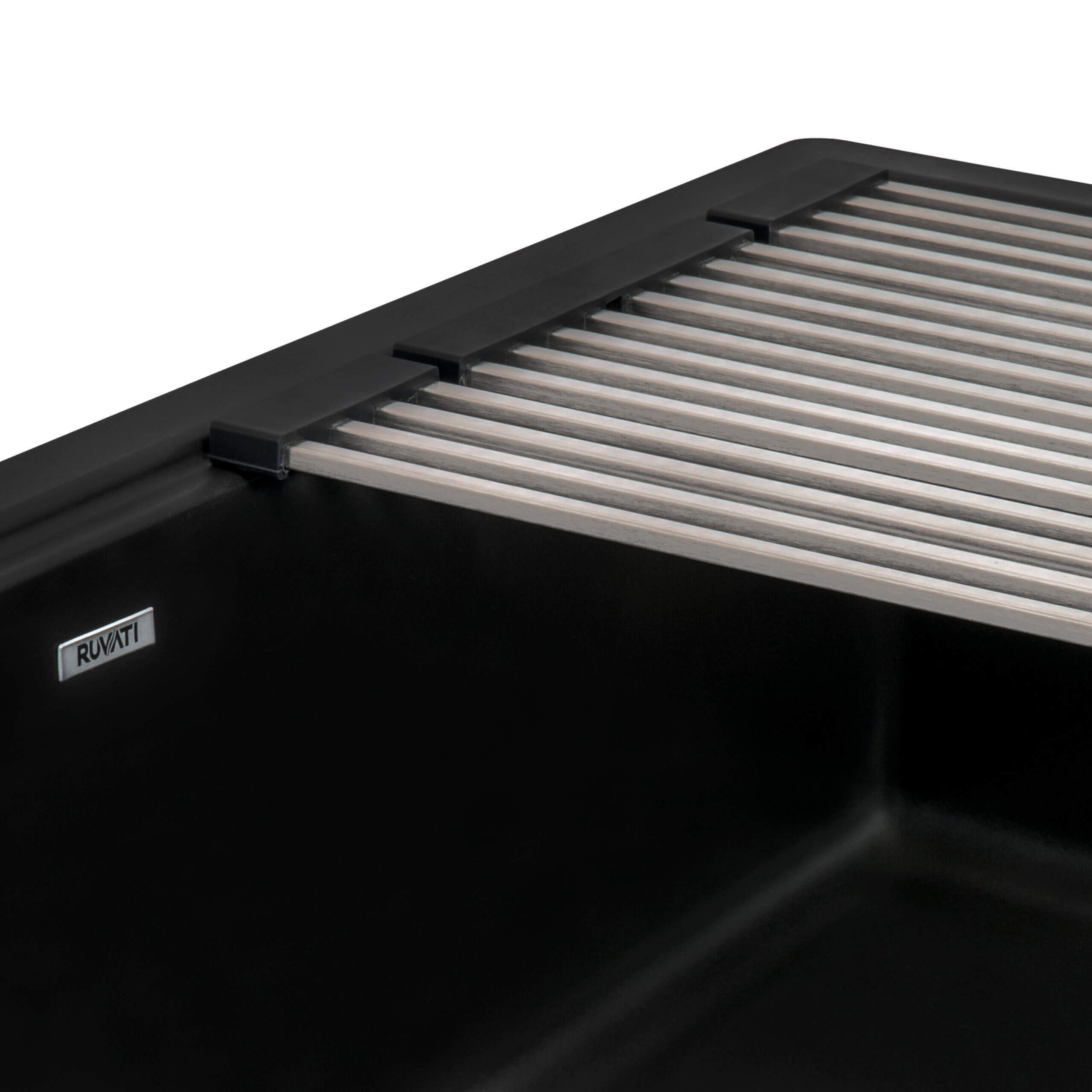 Alternative View of Ruvati epiCast 33" Granite Composite Workstation Apron-front Farmhouse Sink, Midnight Black, RVG1533BK