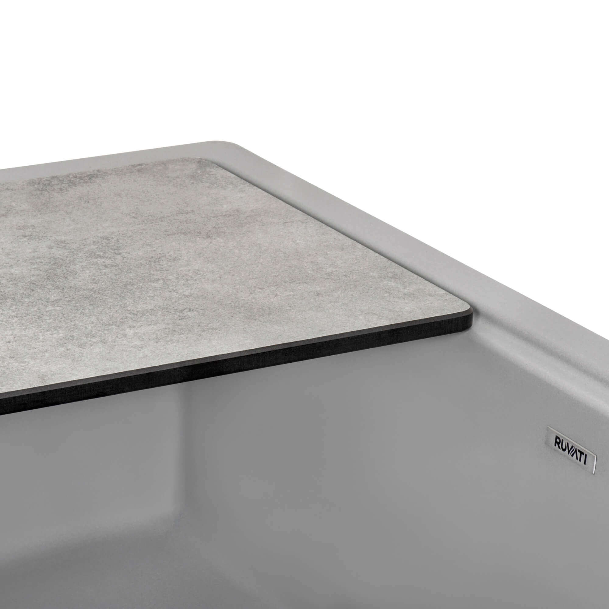 Alternative View of Ruvati epiCast 33" Granite Composite Workstation Apron-front Farmhouse Sink, Silver Gray, RVG1533GR