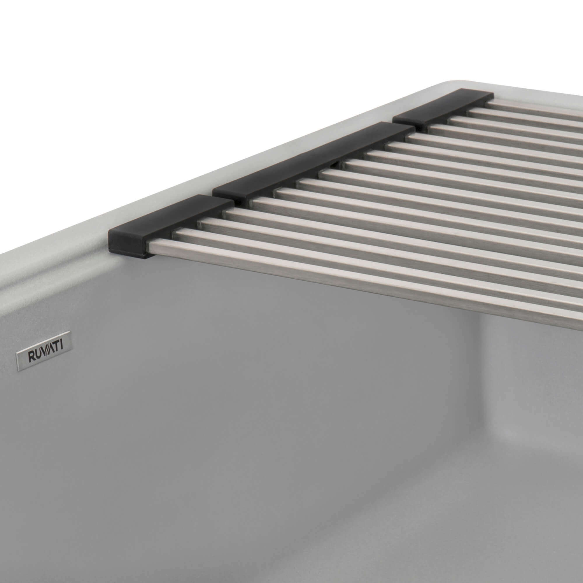 Alternative View of Ruvati epiCast 33" Granite Composite Workstation Apron-front Farmhouse Sink, Silver Gray, RVG1533GR