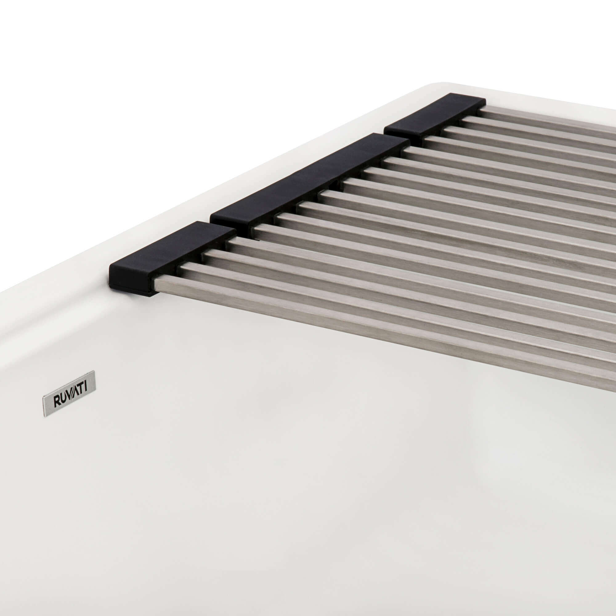 Alternative View of Ruvati epiCast 33" Granite Composite Workstation Apron-front Farmhouse Sink, Arctic White, RVG1533WH