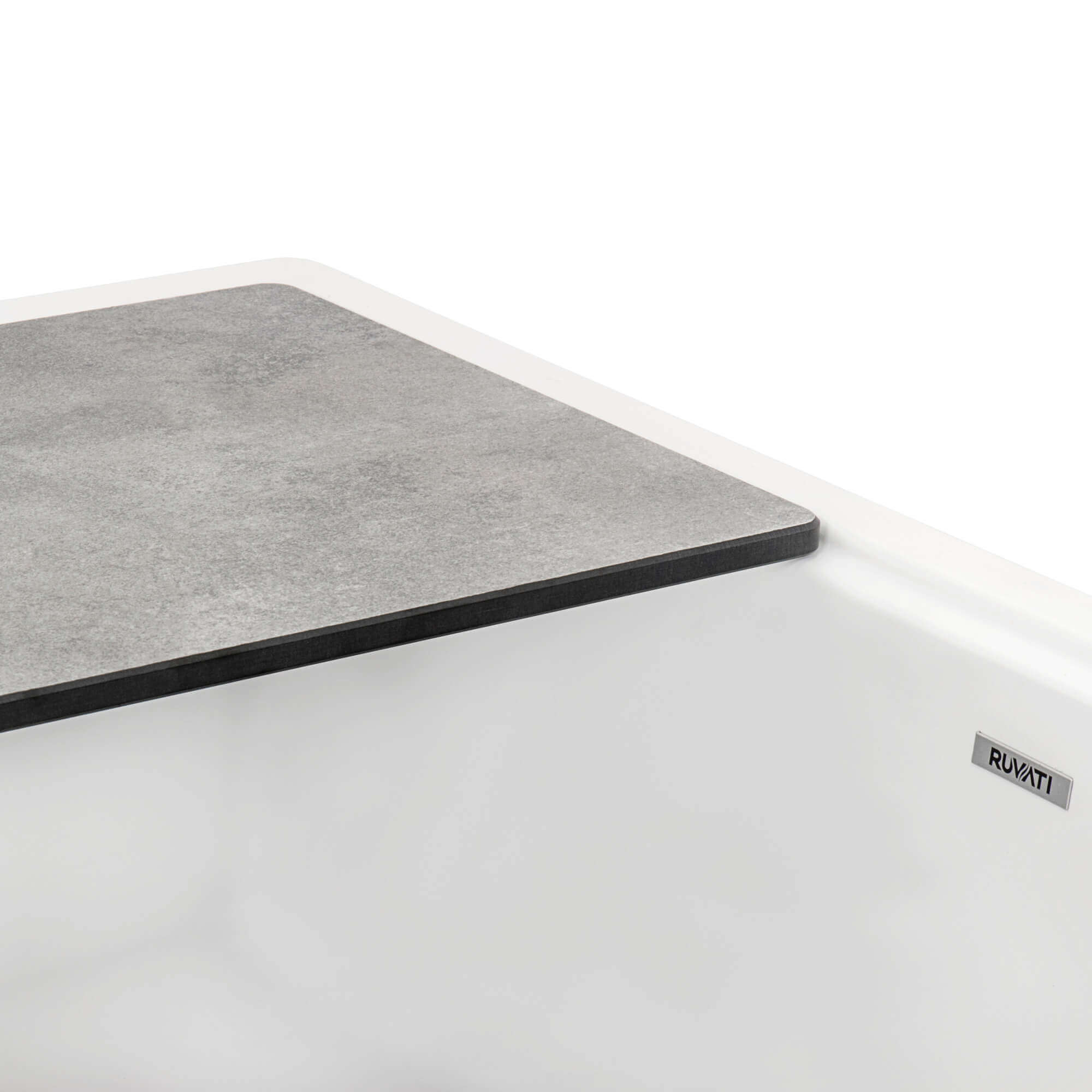 Alternative View of Ruvati epiCast 33" Granite Composite Workstation Apron-front Farmhouse Sink, Arctic White, RVG1533WH