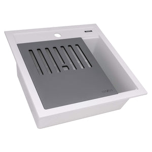 Alternate Image for Ruvati 20-inch epiCube Granite Composite Workstation Drop-in Topmount Wet Bar Prep Sink Matte White, RVG1620WH