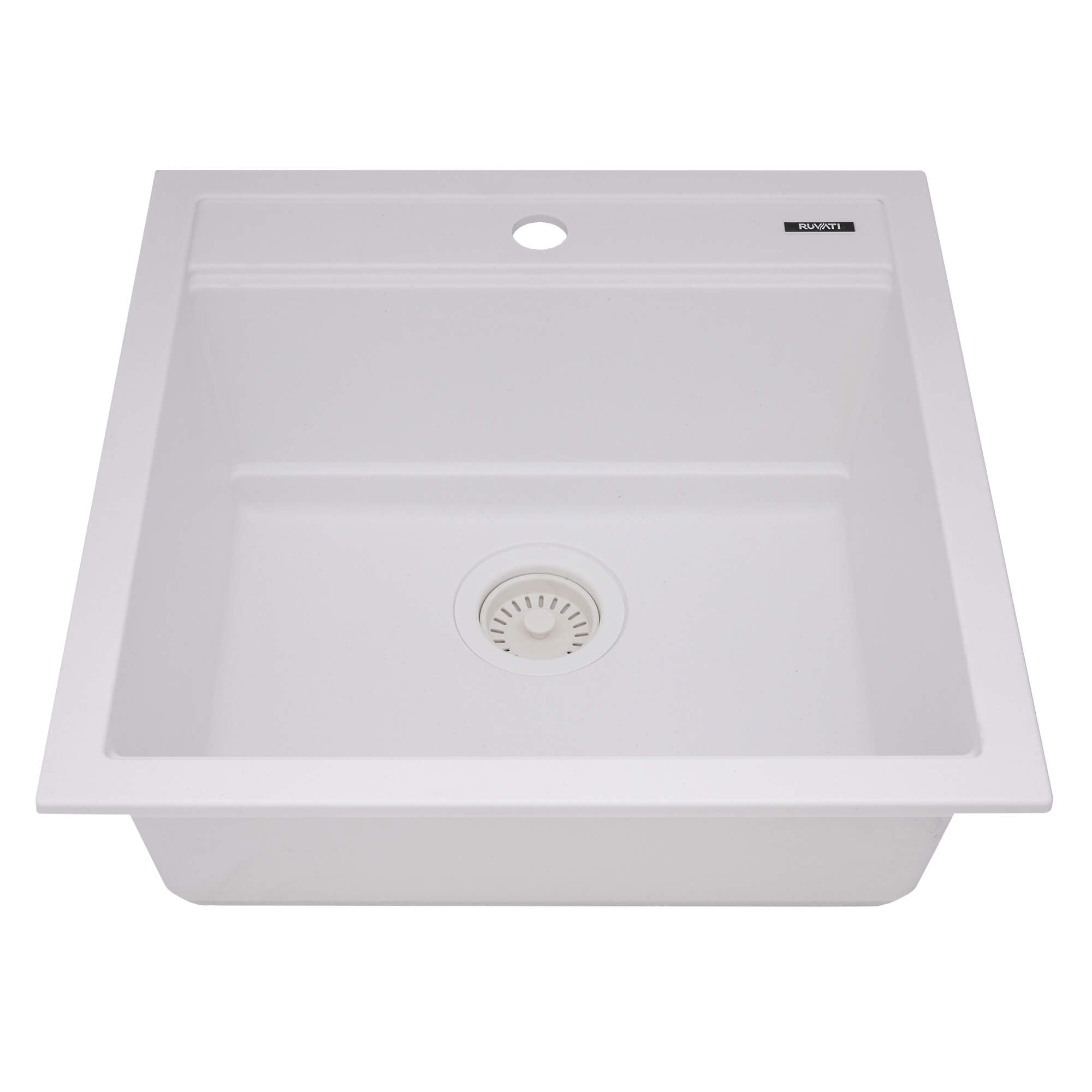 Alternative View of Ruvati 20-inch epiCube Granite Composite Workstation Drop-in Topmount Wet Bar Prep Sink Matte White, RVG1620WH