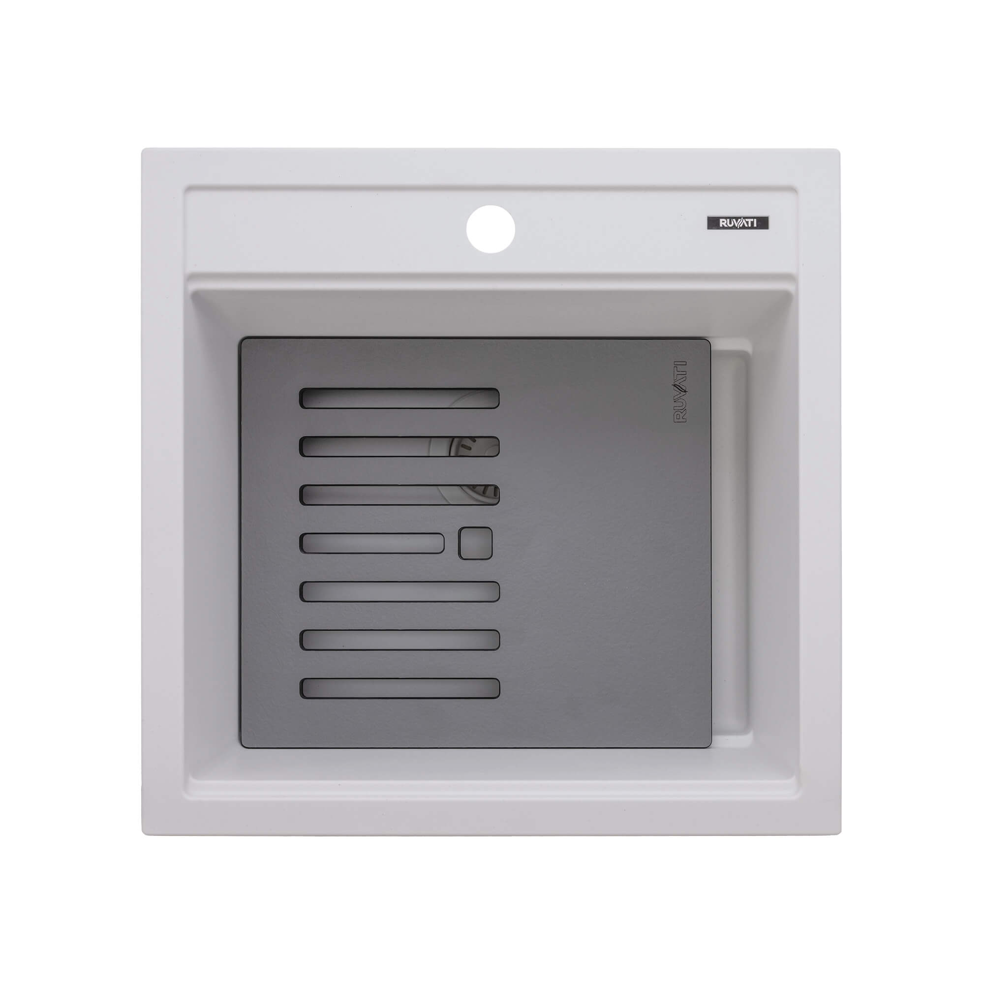 Alternative View of Ruvati 20-inch epiCube Granite Composite Workstation Drop-in Topmount Wet Bar Prep Sink Matte White, RVG1620WH