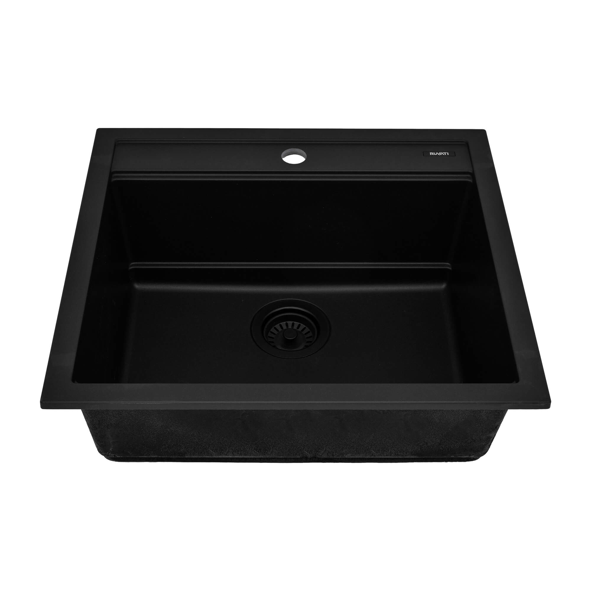 Alternative View of Ruvati 23-inch epiCube Granite Composite Workstation Matte Black Drop-in Topmount Wet Bar Prep Sink, RVG1622BK
