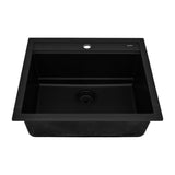 Ruvati 23-inch epiCube Granite Composite Workstation Matte Black Drop-in Topmount Wet Bar Prep Sink, RVG1622BK