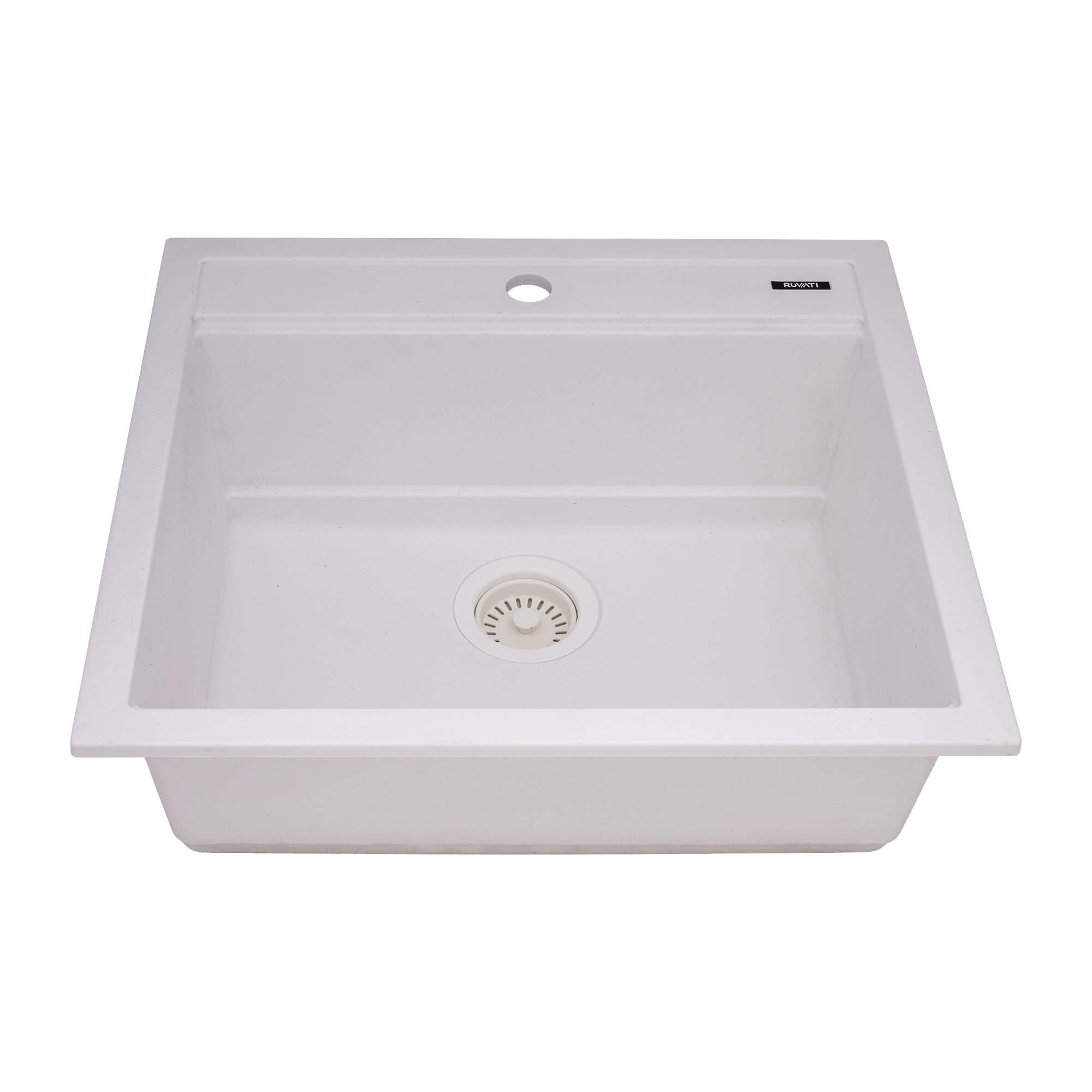 Alternative View of Ruvati 23-inch epiCube Granite Composite Workstation Drop-in Topmount Wet Bar Prep Sink Matte White, RVG1622WH