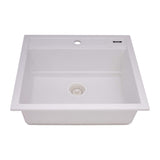 Ruvati 23-inch epiCube Granite Composite Workstation Drop-in Topmount Wet Bar Prep Sink Matte White, RVG1622WH