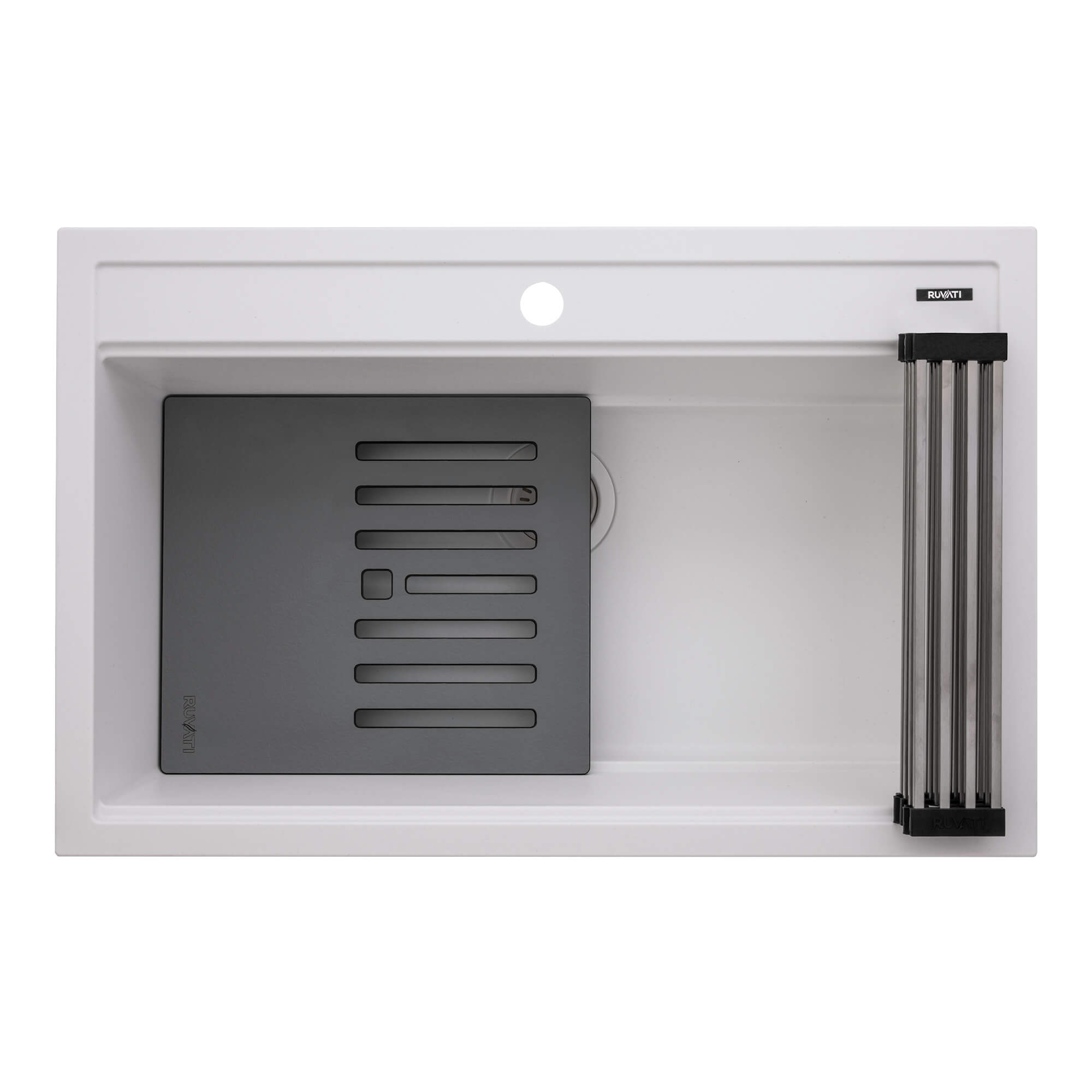 Alternative View of Ruvati 31-inch epiCube Granite Composite Workstation Drop-in Topmount Kitchen Sink Matte White, RVG1631WH
