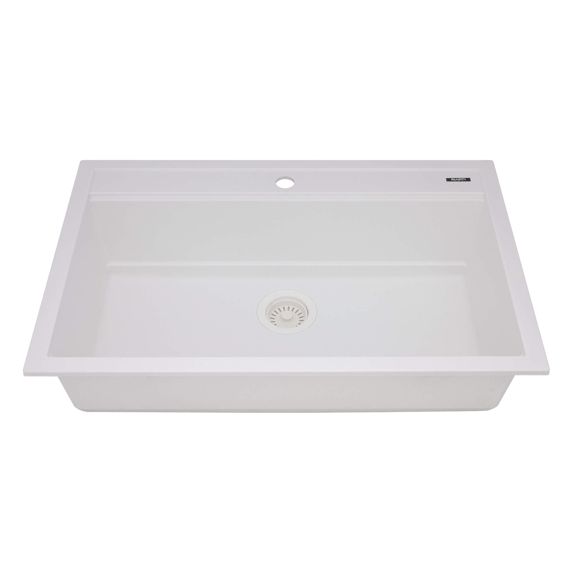 Alternative View of Ruvati 31-inch epiCube Granite Composite Workstation Drop-in Topmount Kitchen Sink Matte White, RVG1631WH