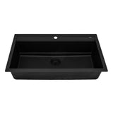 Ruvati 34-inch epiCube Granite Composite Workstation Matte Black Drop-in Topmount Kitchen Sink, RVG1634BK