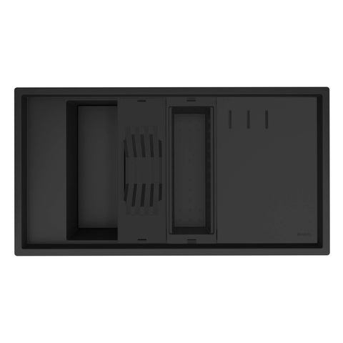 Ruvati 18 x 34 inch Granite Composite Workstation Kitchen Sink epiStage Dual Mount Single Bowl, Black, RVG1650BK