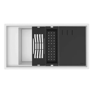 Alternate Image for Ruvati 18 x 34 inch Granite Composite Workstation Kitchen Sink epiStage Dual Mount Single Bowl, White, RVG1650WH