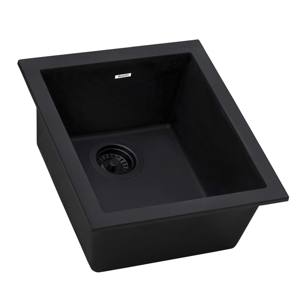 Main Image of Ruvati epiGranite 15 x 17 inch Granite Composite Undermount Single Bowl Wet Bar Prep Sink, Midnight Black, RVG2016BK