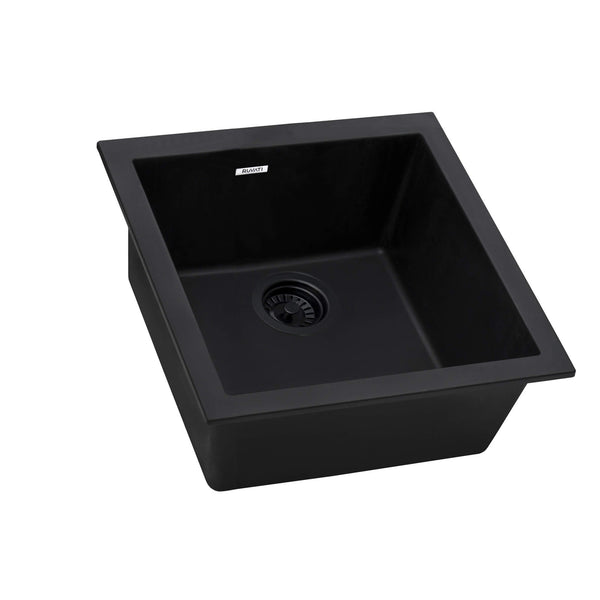 Main Image of Ruvati epiGranite 17 x 17 inch Granite Composite Undermount Single Bowl Wet Bar Prep Sink, Midnight Black, RVG2018BK