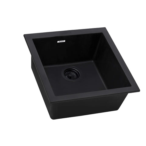 Ruvati epiGranite 17 x 17 inch Granite Composite Undermount Single Bowl Wet Bar Prep Sink, Midnight Black, RVG2018BK