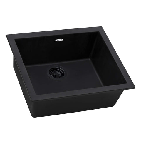 Main Image of Ruvati epiGranite 21 x 17 inch Granite Composite Undermount Single Bowl Wet Bar Prep Sink, Midnight Black, RVG2022BK