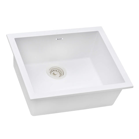 Ruvati epiGranite 23 x 17 inch Granite Composite Undermount Single Bowl Kitchen Sink, Arctic White, RVG2023WH
