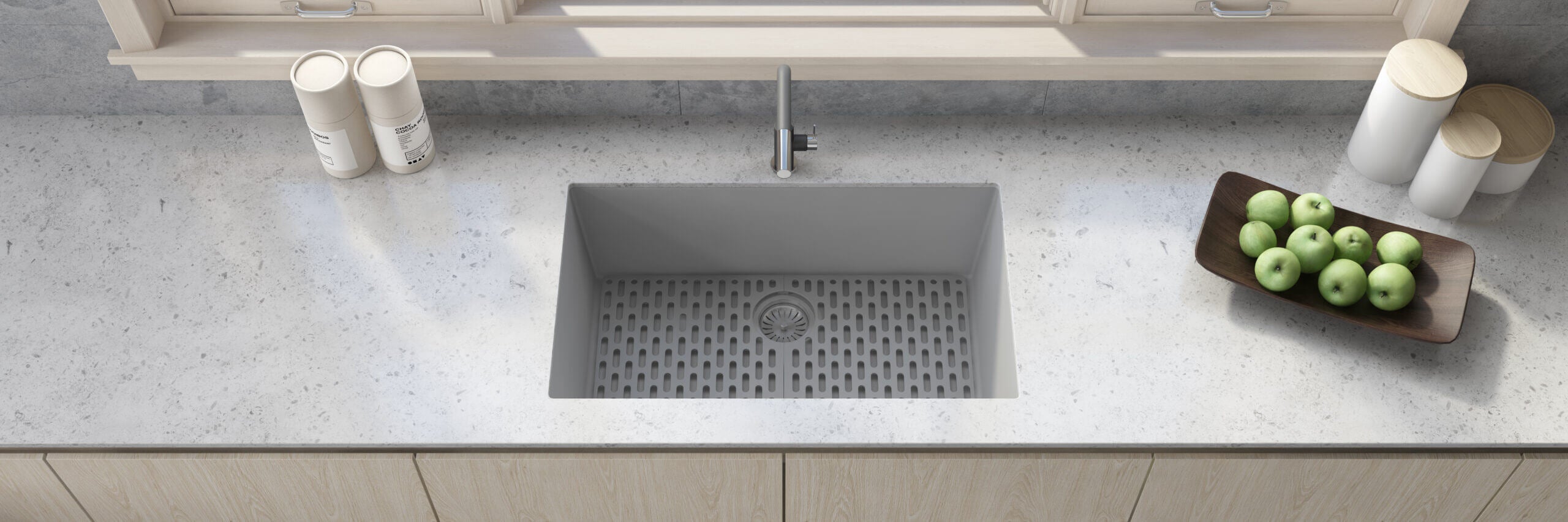 Alternative View of Ruvati epiGranite 30" Undermount Granite Composite Kitchen Sink, Silver Gray, RVG2030GR