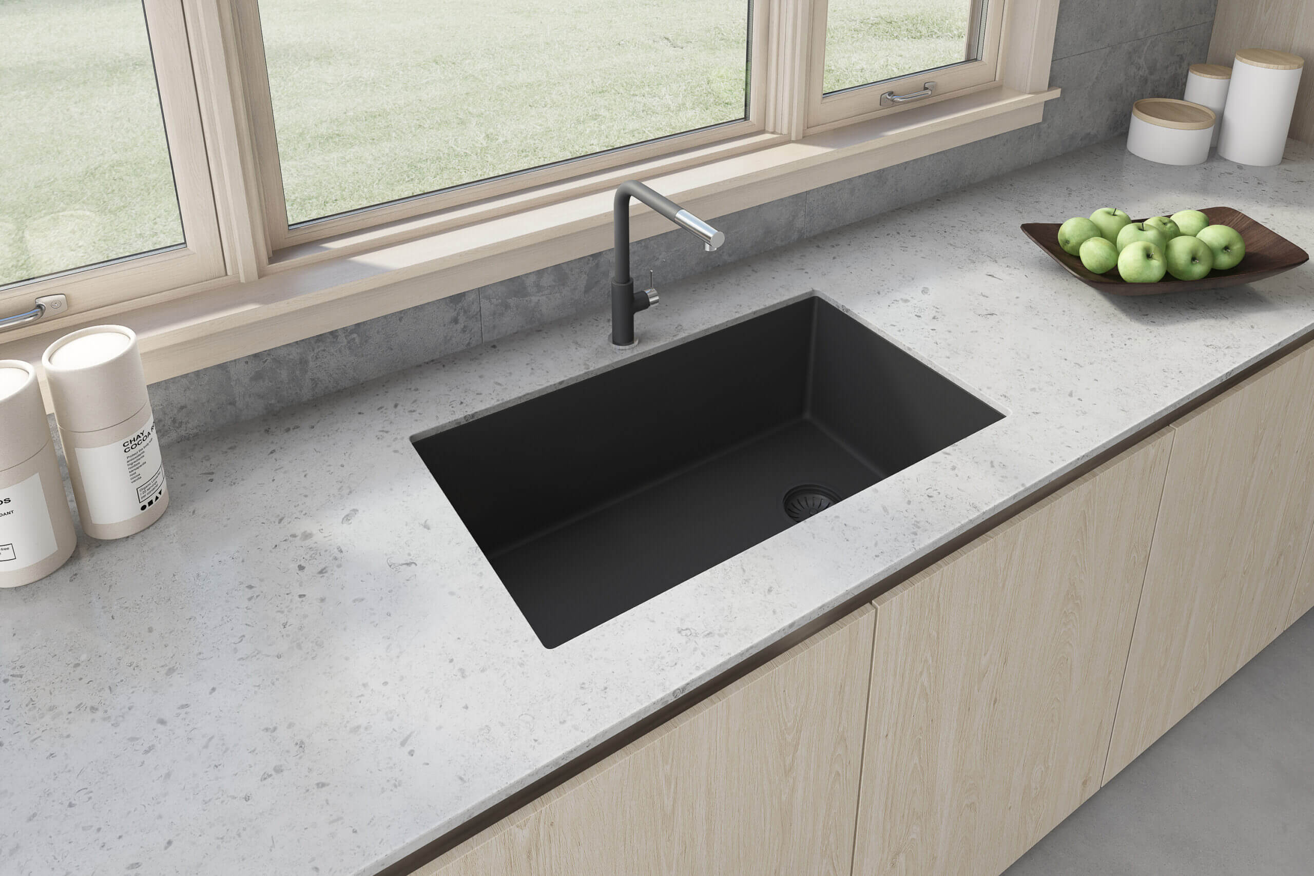 Alternative View of Ruvati epiGranite 32" Undermount Granite Composite Kitchen Sink, Midnight Black, RVG2033BK