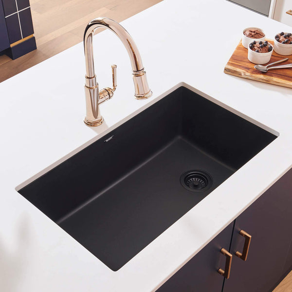 Main Image of Ruvati epiGranite 32" Undermount Granite Composite Kitchen Sink, Midnight Black, RVG2033BK
