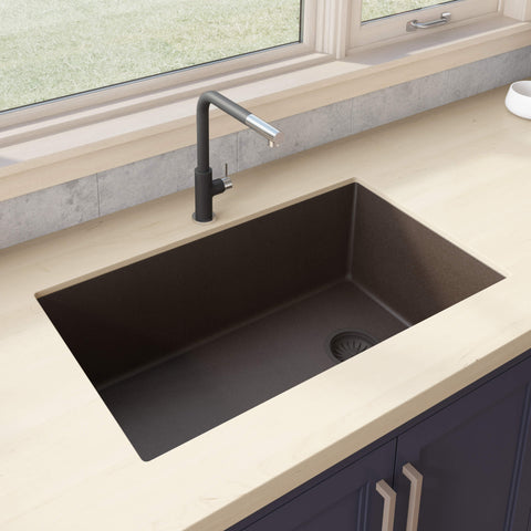 Main Image of Ruvati epiGranite 32" Undermount Granite Composite Kitchen Sink, Espresso / Coffee Brown, RVG2033ES