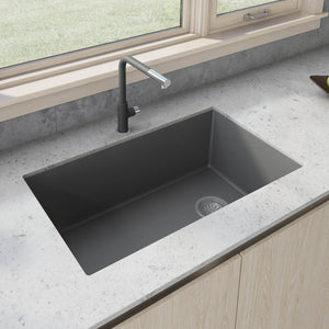Alternate Image for Ruvati epiGranite 32" Undermount Granite Composite Kitchen Sink, Urban Gray, RVG2033GR