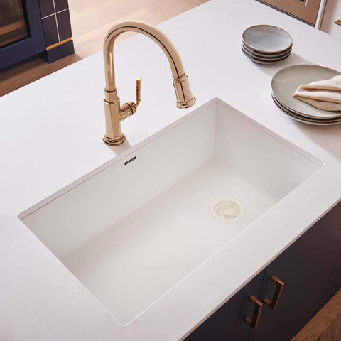 Main Image of Ruvati epiGranite 32" Undermount Granite Composite Kitchen Sink, Arctic White, RVG2033WH