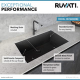 Alternative View of Ruvati epiGranite 33" Undermount Granite Composite Kitchen Sink, Midnight Black, RVG2080BK