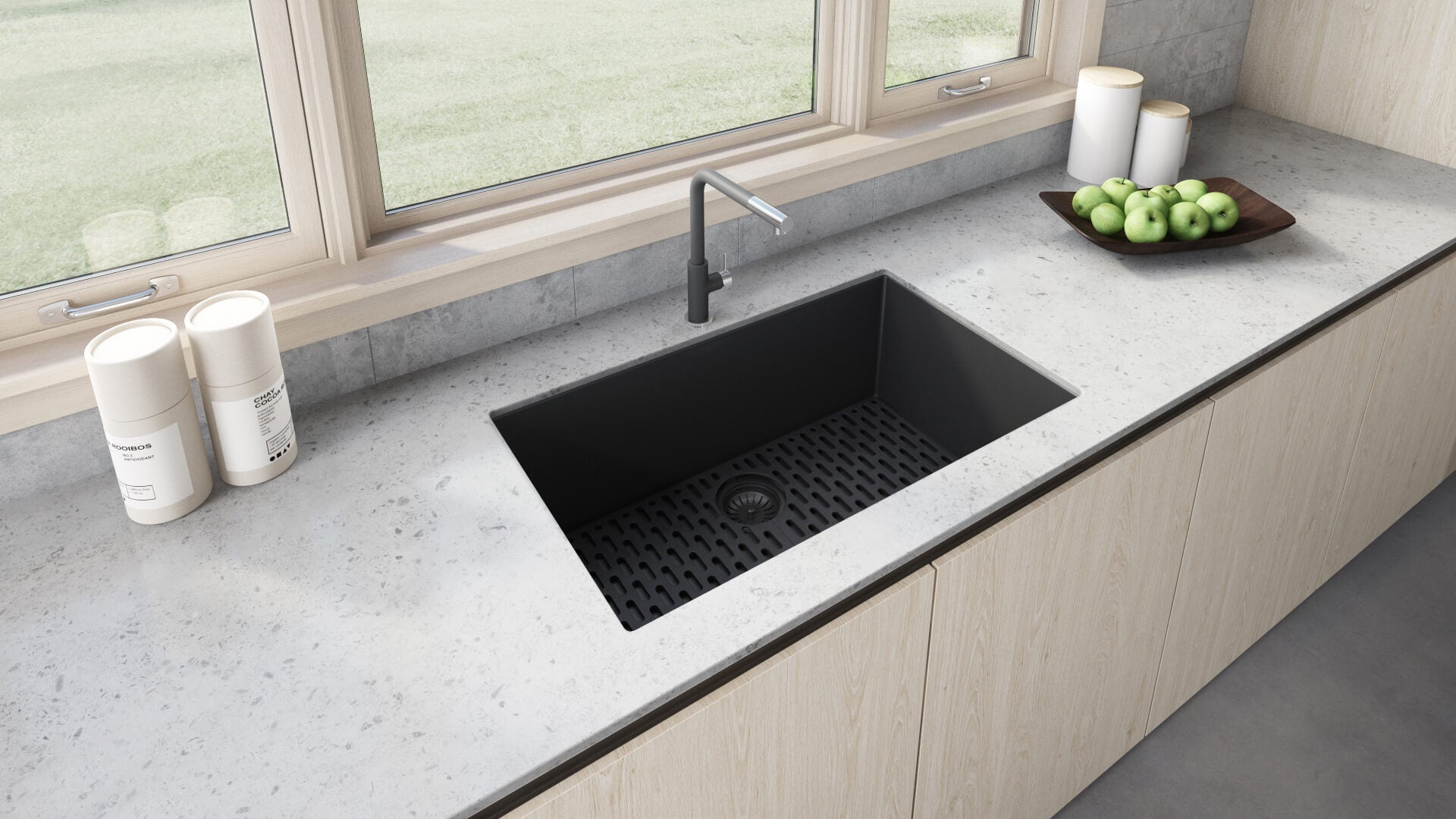 Alternative View of Ruvati epiGranite 33" Undermount Granite Composite Kitchen Sink, Midnight Black, RVG2080BK