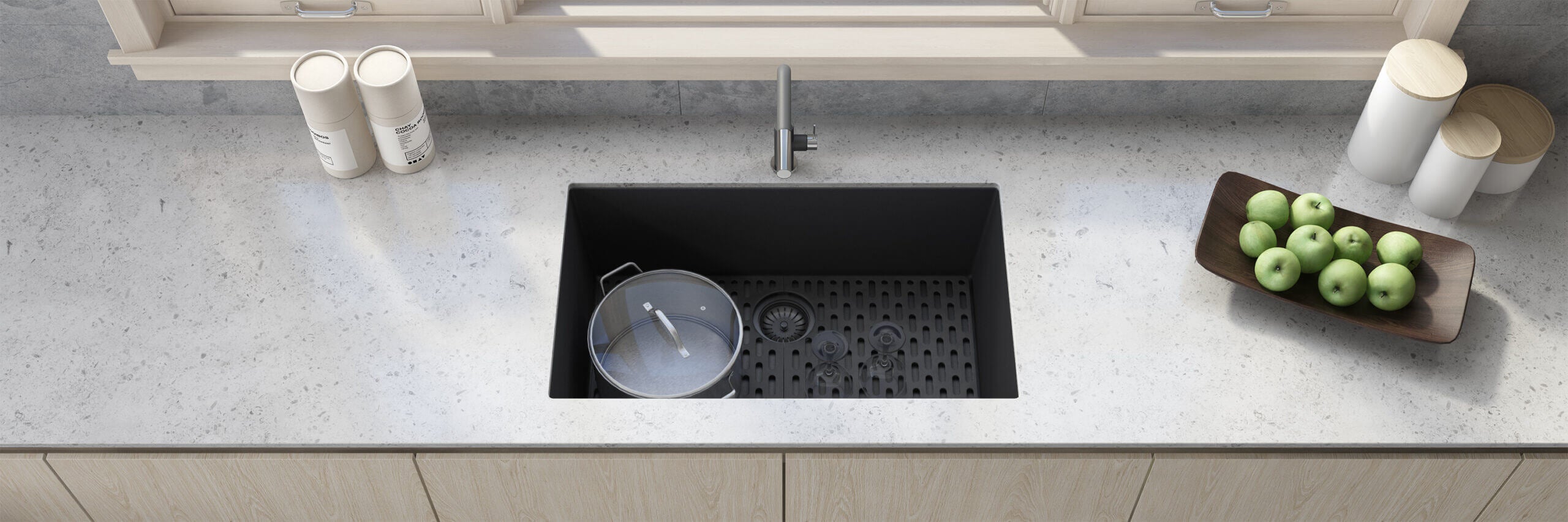 Alternative View of Ruvati epiGranite 33" Undermount Granite Composite Kitchen Sink, Midnight Black, RVG2080BK