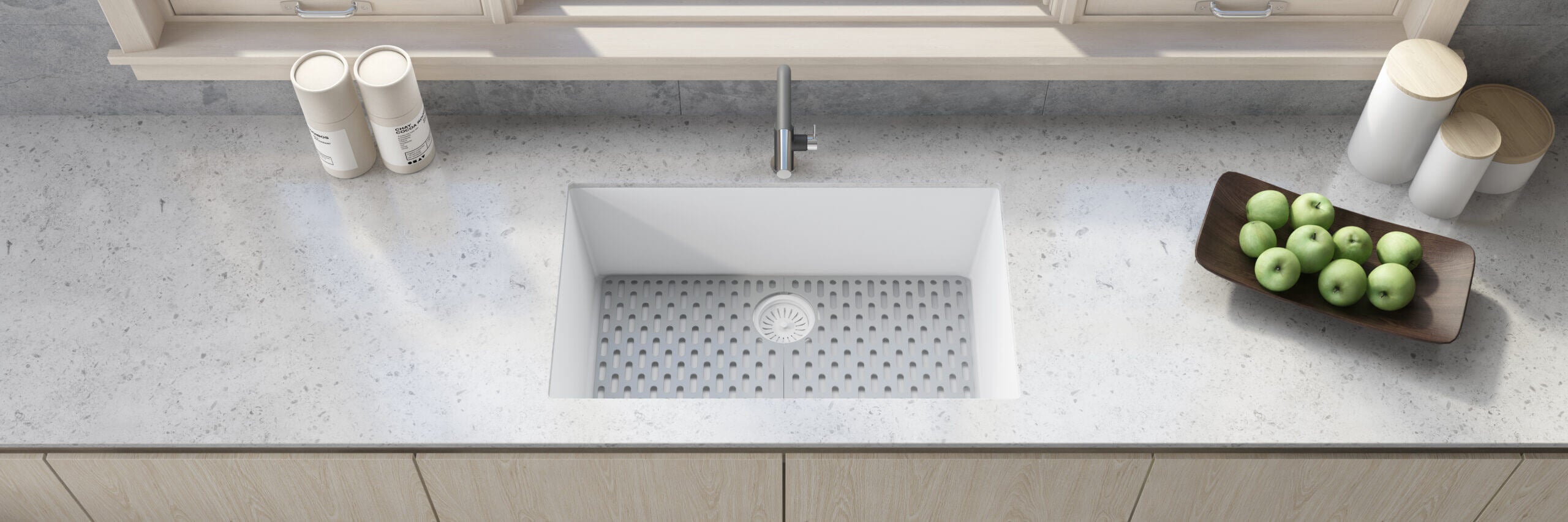Alternative View of Ruvati epiGranite 33" Undermount Granite Composite Kitchen Sink, Arctic White, RVG2080WH