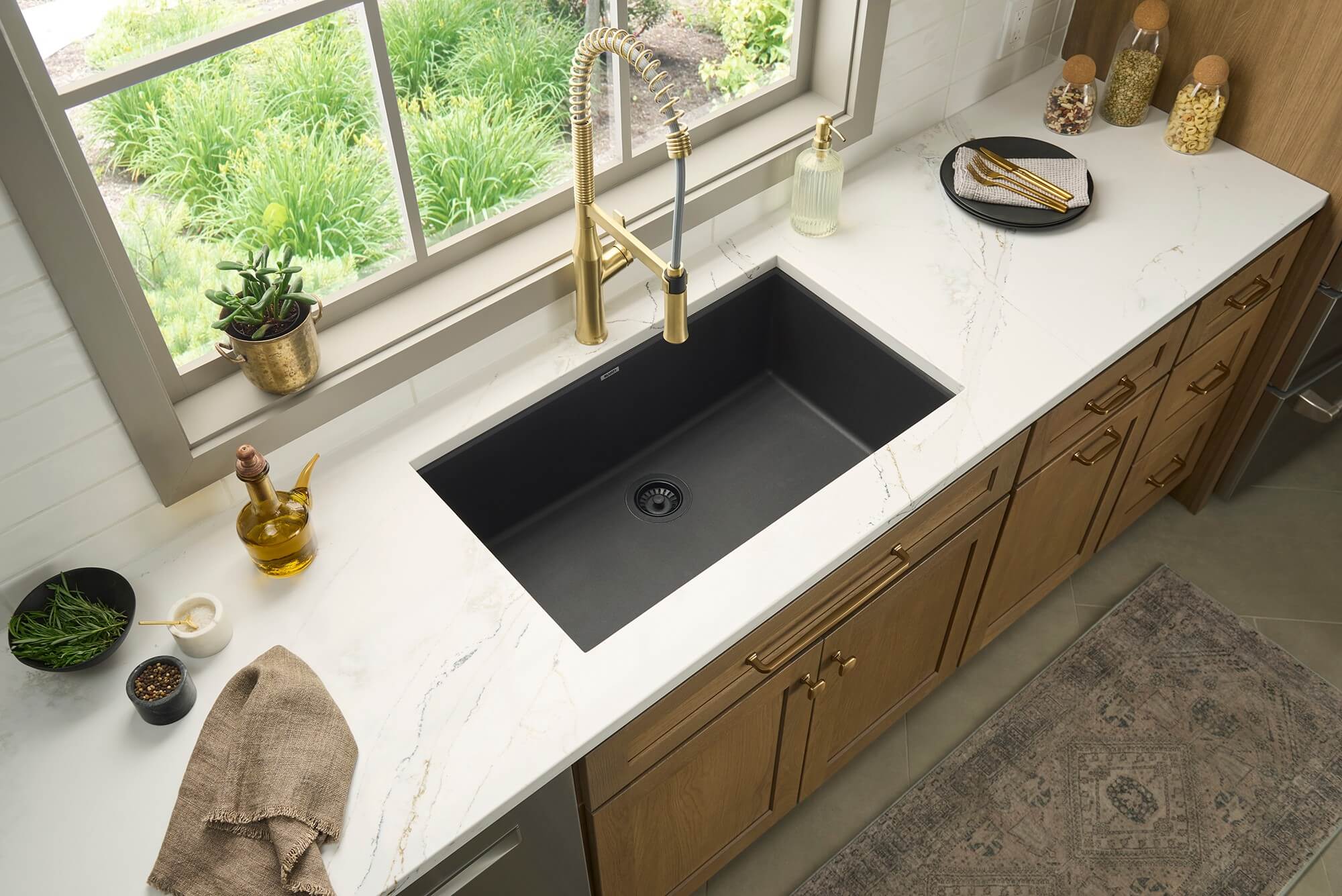 Ruvati epiGranite 33" Undermount Granite Composite Workstation Kitchen Sink, Midnight Black, RVG2083BK Product Image