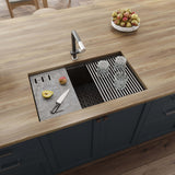 Main Image of Ruvati epiStage 33" Undermount Granite Composite Workstation Kitchen Sink, Espresso, RVG2302ES