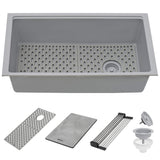 Alternative View of Ruvati epiStage 33" Undermount Granite Composite Workstation Kitchen Sink, Silver Gray, RVG2302GR