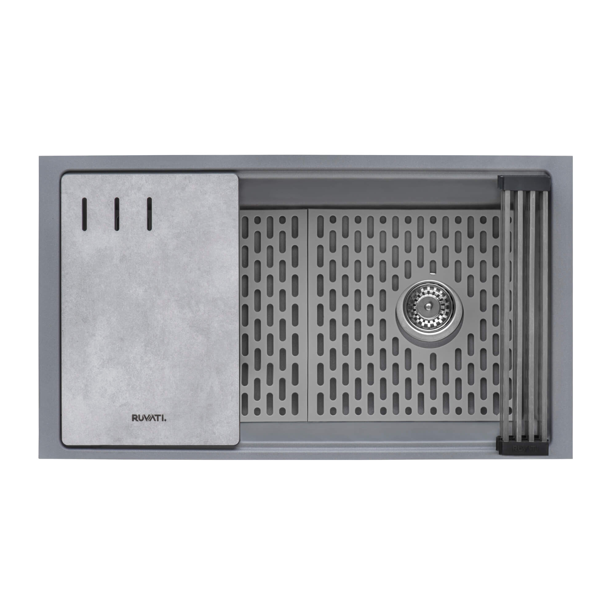 Alternative View of Ruvati epiStage 33" Undermount Granite Composite Workstation Kitchen Sink, Urban Gray, RVG2302UG