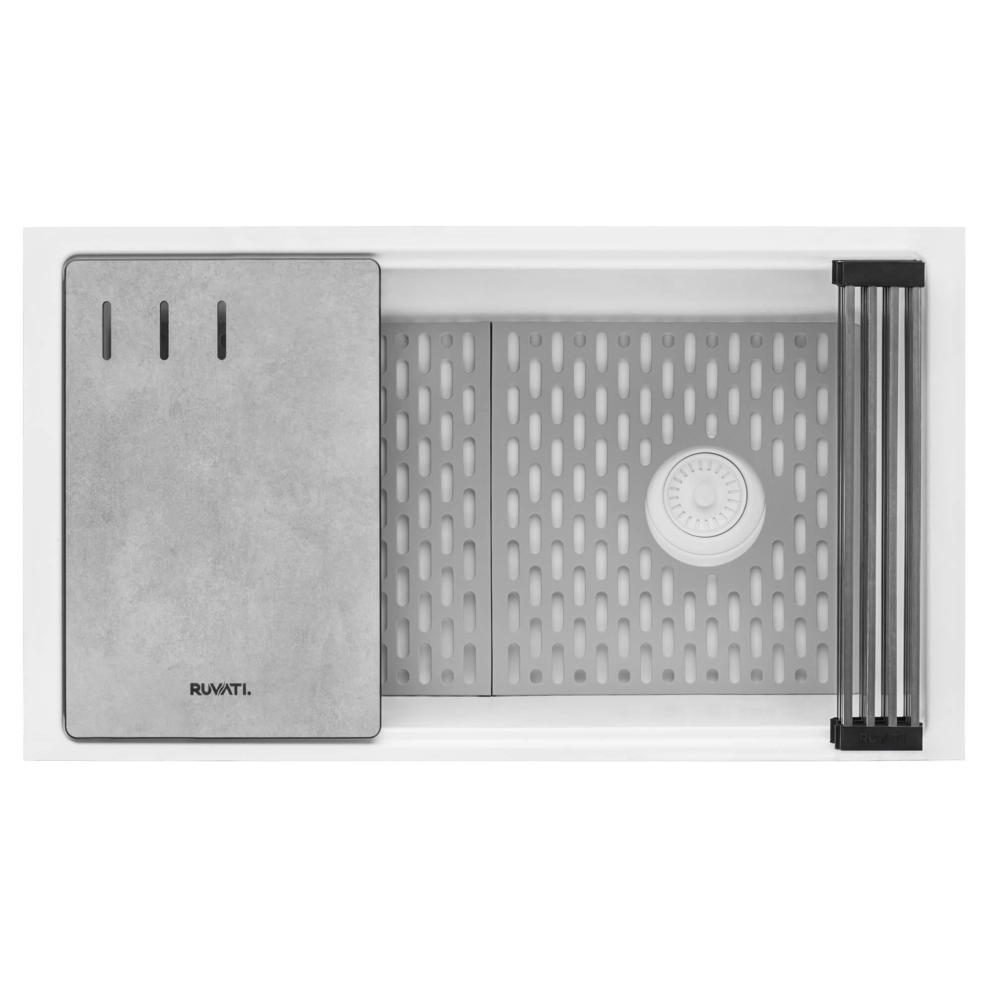 Alternative View of Ruvati epiStage 33" Undermount Granite Composite Workstation Kitchen Sink, Arctic White, RVG2302WH