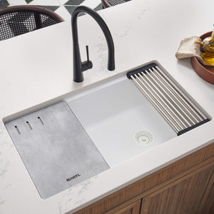 Alternate Image for Ruvati epiStage 33" Undermount Granite Composite Workstation Kitchen Sink, Arctic White, RVG2302WH