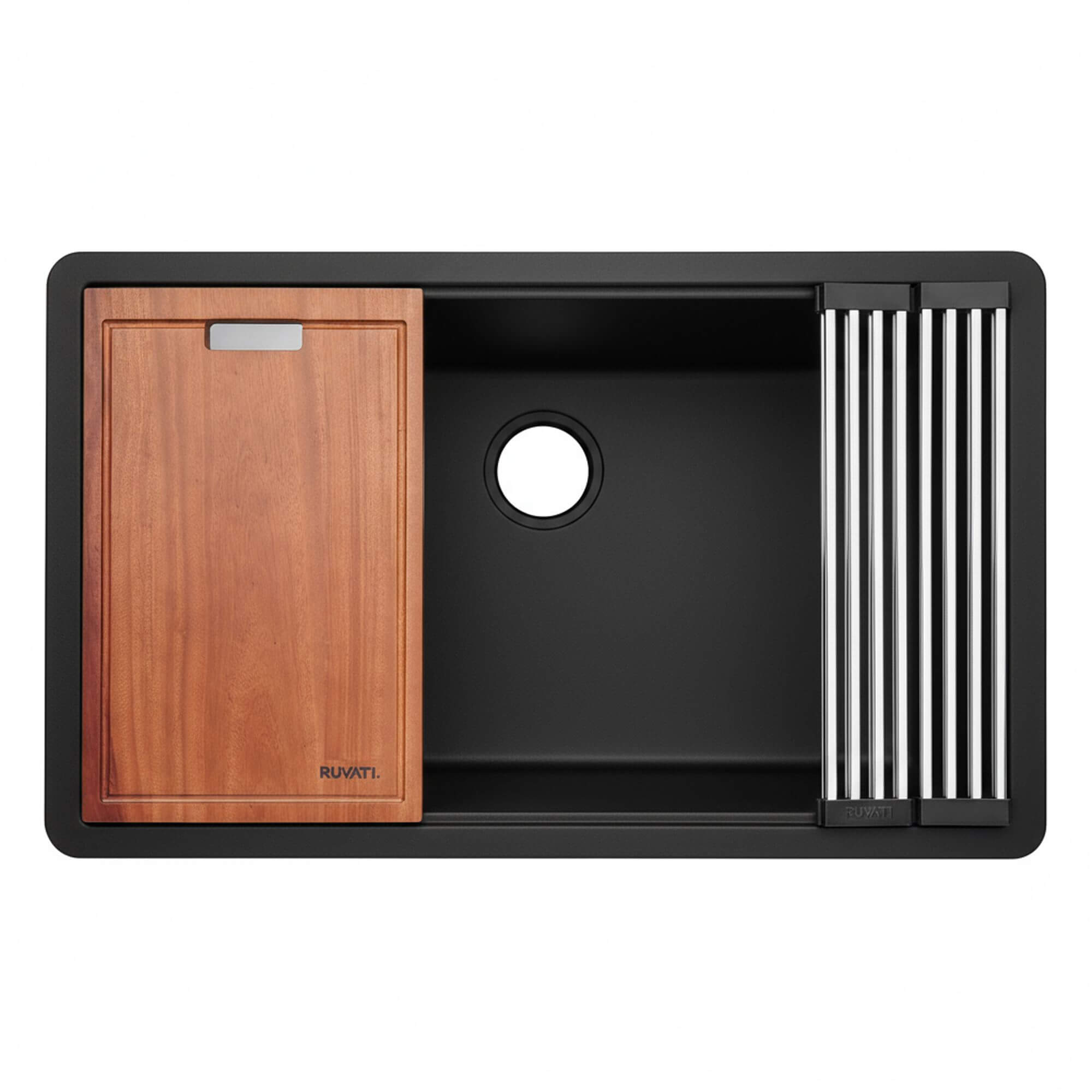 Ruvati epiGranite 33" Undermount Granite Composite Workstation Kitchen Sink, Matte Black, RVG2303BK Product Image