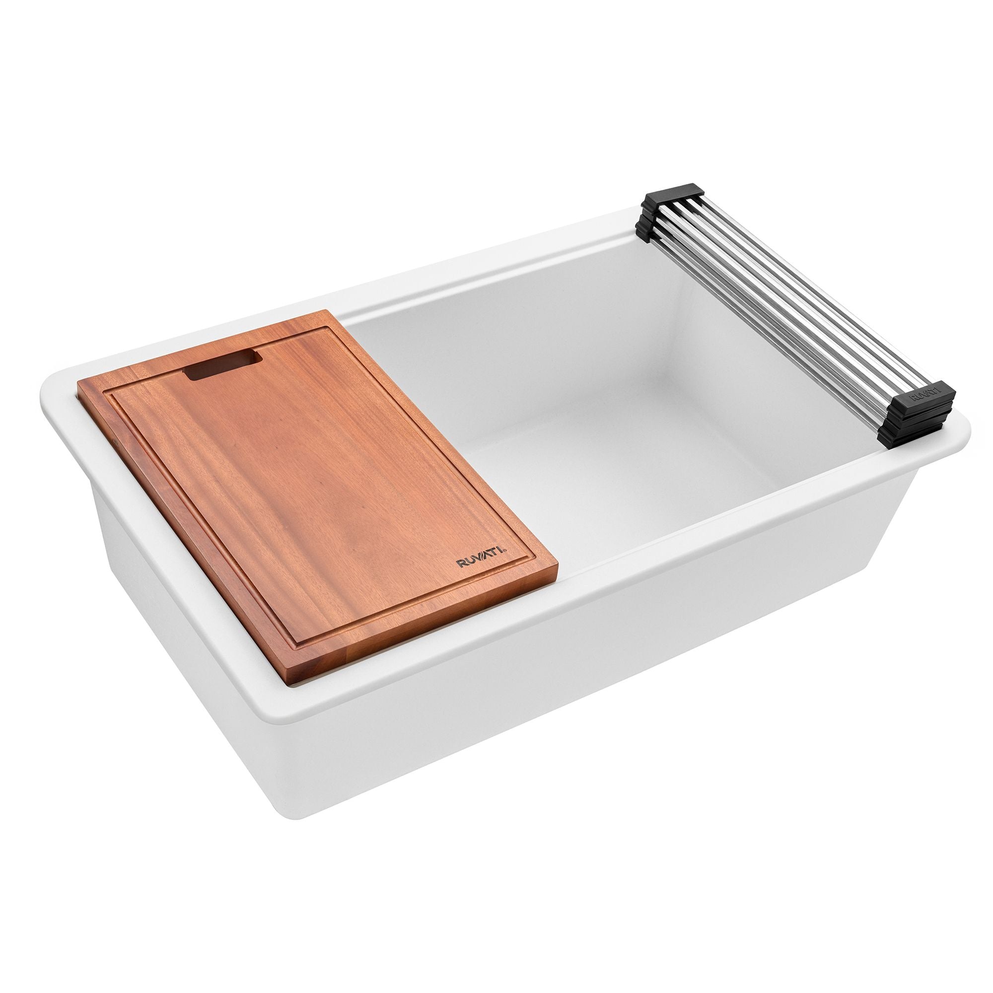 Ruvati epiGranite 33" Undermount Granite Composite Workstation Kitchen Sink, Arctic White Matte, RVG2303WH Product Image
