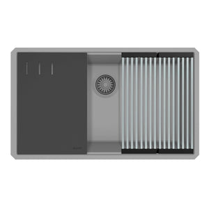 Alternate Image for Ruvati epiStage 33-inch Undermount Workstation Granite Composite Kitchen Sink Urban Gray, RVG2306UG