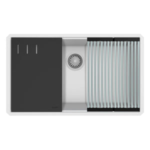 Alternate Image for Ruvati epiStage 33-inch Granite Composite Workstation Undermount Kitchen Sink Single Bowl White, RVG2306WH