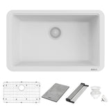 Ruvati epiStage 30-inch Granite Composite Workstation White Dual Mount Kitchen Sink, RVG2310WH