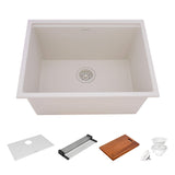 Ruvati 25-inch epiRock Workstation Warm White Undermount Laundry Sink, Composite, RVG2321WB